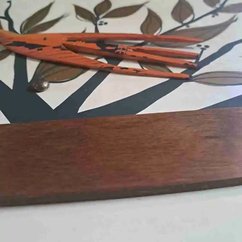 Vintage MultiColor Mid Century 3D Bird Leaf Rectangular Wall Art